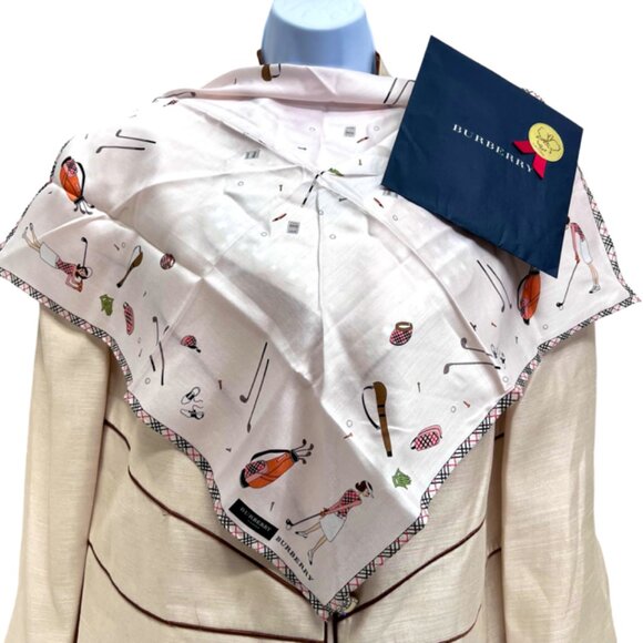 Burberry Accessories - New Trendy Burberry London Mini Sxarf 20" Cotton Light Pink Golf Nova check  (74